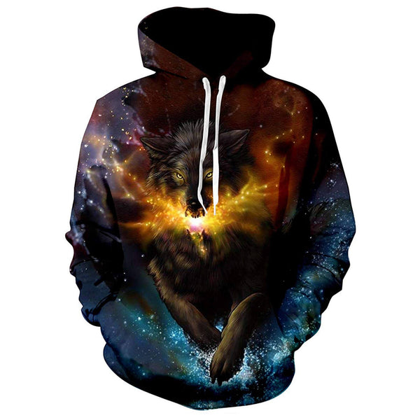 Galaxy Sparkly Wolf Hoodie D F Clothing