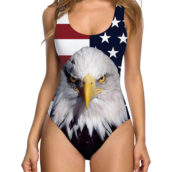 American Flag Cat Funny One Piece Swimsuit – D&F Clothing