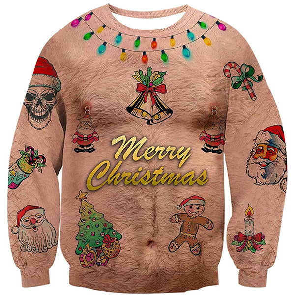 Bare chest ugly hot sale christmas sweater