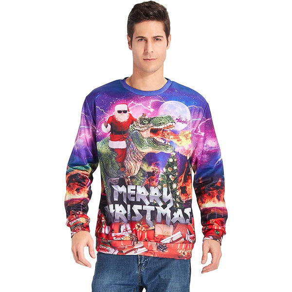 Santa riding a dinosaur on sale sweater