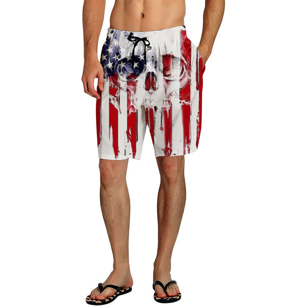 American Flag Skull Funny Swim Trunks Dandf Clothing 6175