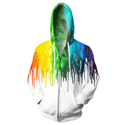 Colorful Melting White Funny Zip Hoodie