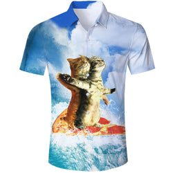 Pizza Titanic Katten Grappig Hawaiiaans Shirt