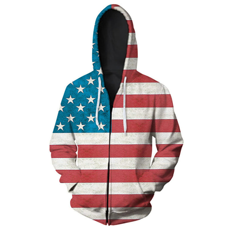 American Flag Funny Zip Up Hoodie