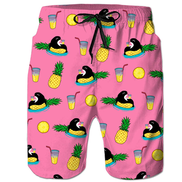 Whale Pineapple Pink Funny Board Shorts