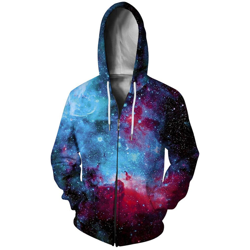 Red Galaxy Funny Zip Up Hoodie