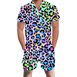 Colorful Leopard Funny Male Romper