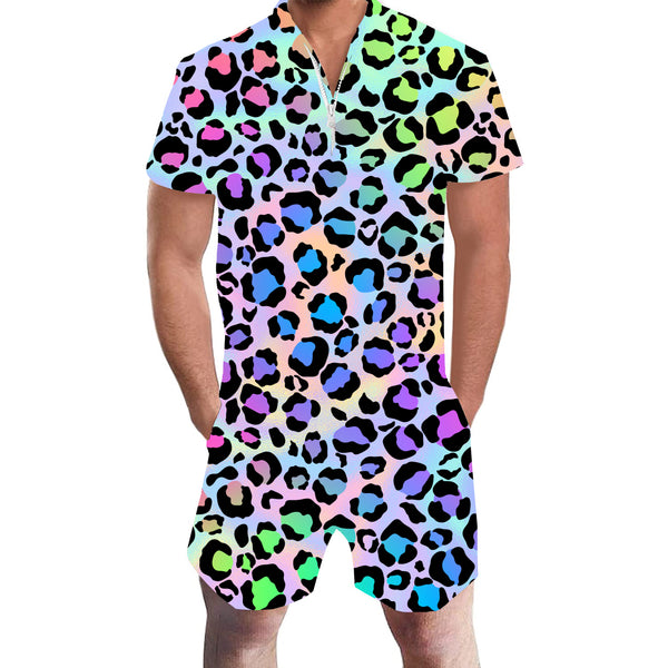 Colorful Leopard Funny Male Romper