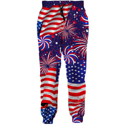 Vuurwerk Amerikaanse vlag grappige joggingbroek