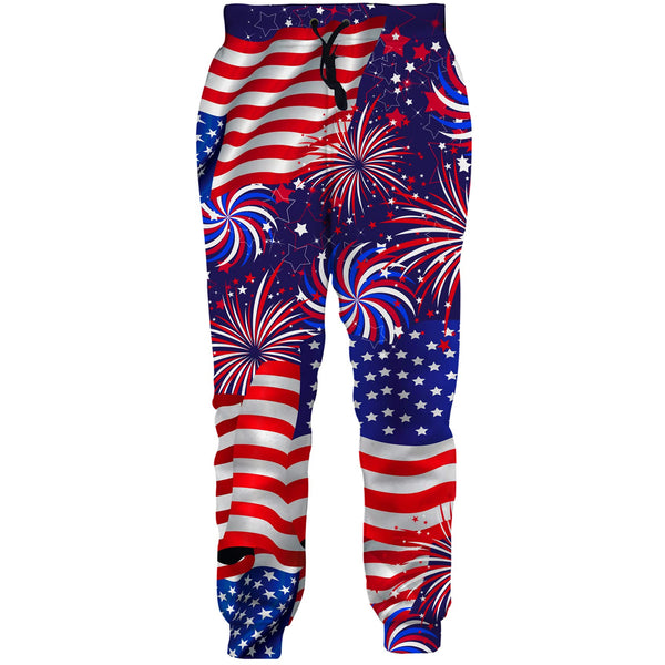 Vuurwerk Amerikaanse vlag grappige joggingbroek