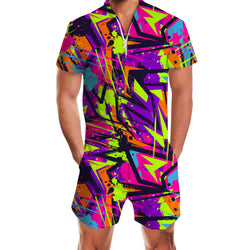 80S Colorful Graffiti Funny Male Romper