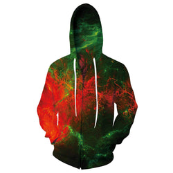 Red and Green Flame Funny Zip Up Hoodie