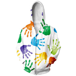 Handprint Art Funny Zip Hoodie