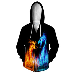 Ice & Fire Dragon Zip Hoodie