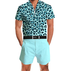 Blue Leopard Funny Male Romper