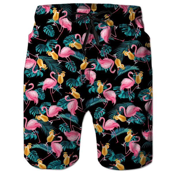 Pink Flamingo Juice Funny Board Shorts