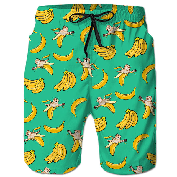 Boardshorts mit lustigem Bananen-Katzen-Motiv