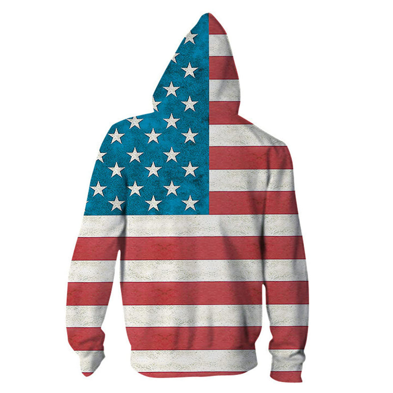 American Flag Funny Zip Up Hoodie