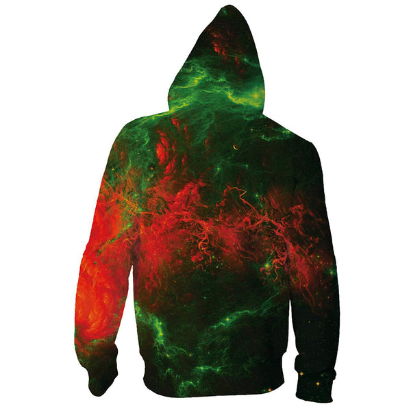 Red and Green Flame Funny Zip Up Hoodie