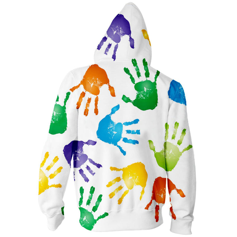 Handprint Art Funny Zip Hoodie