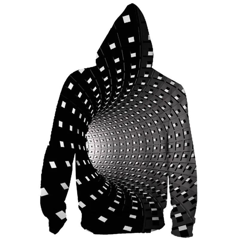 Geometric 3D Time Tunnel Funny Zip Hoodie