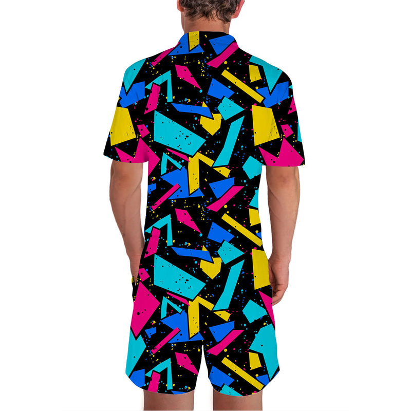 80s Colorful Graffiti Funny Male Romper