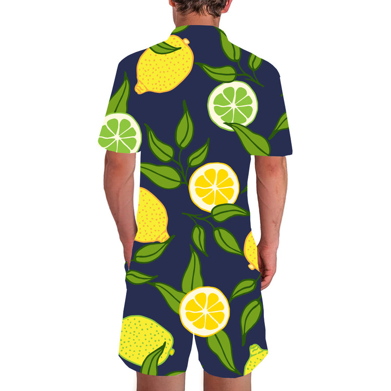 Lemon Navy Blue Funny Male Romper