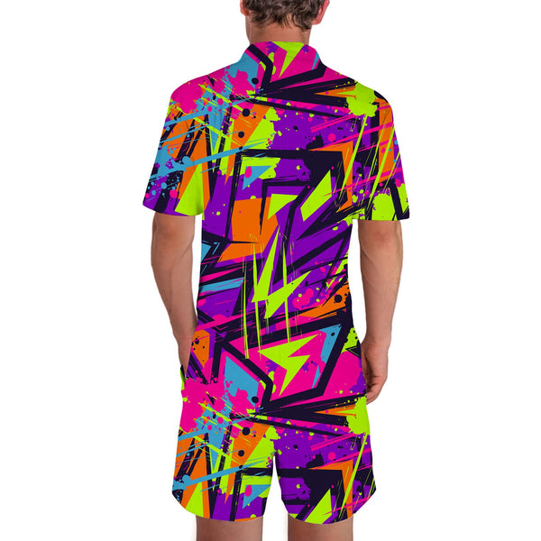 80S Colorful Graffiti Funny Male Romper