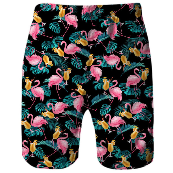 Pink Flamingo Juice Funny Board Shorts