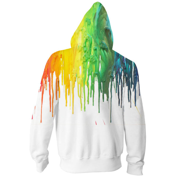 Colorful Melting White Funny Zip Hoodie