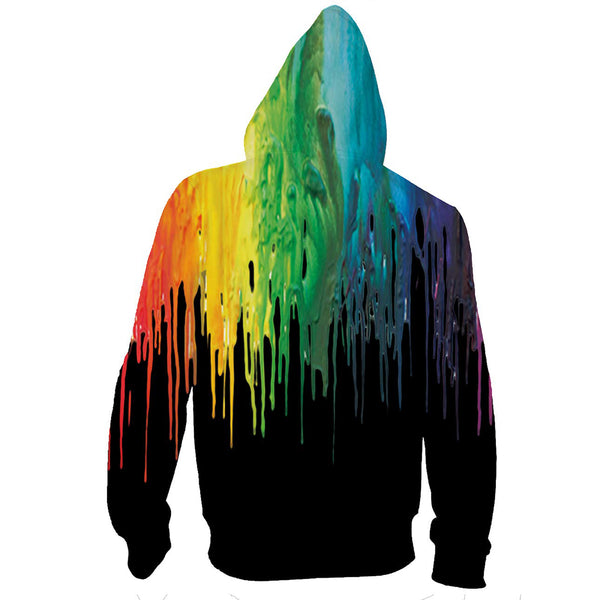 Melting Colorful Black Funny Zip Up Hoodie