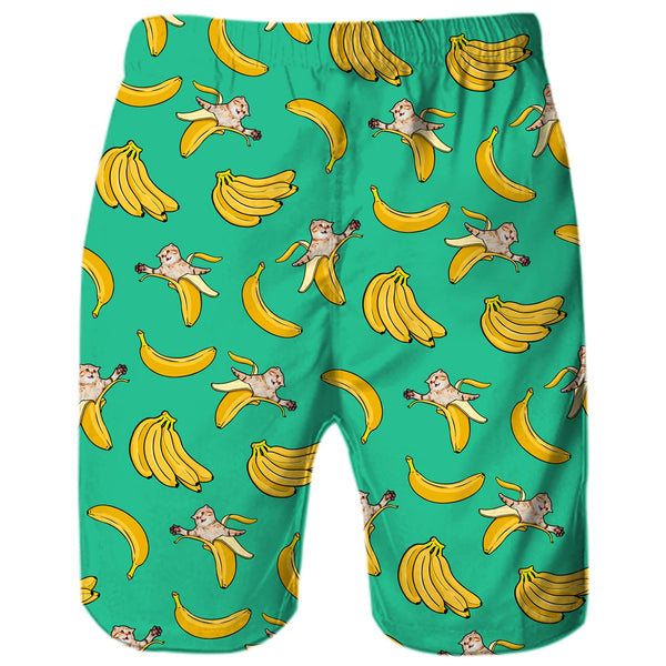 Boardshorts mit lustigem Bananen-Katzen-Motiv