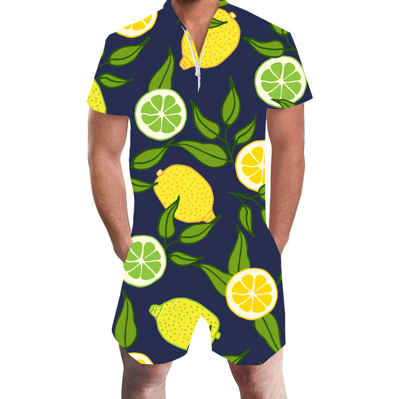 Lemon Navy Blue Funny Male Romper