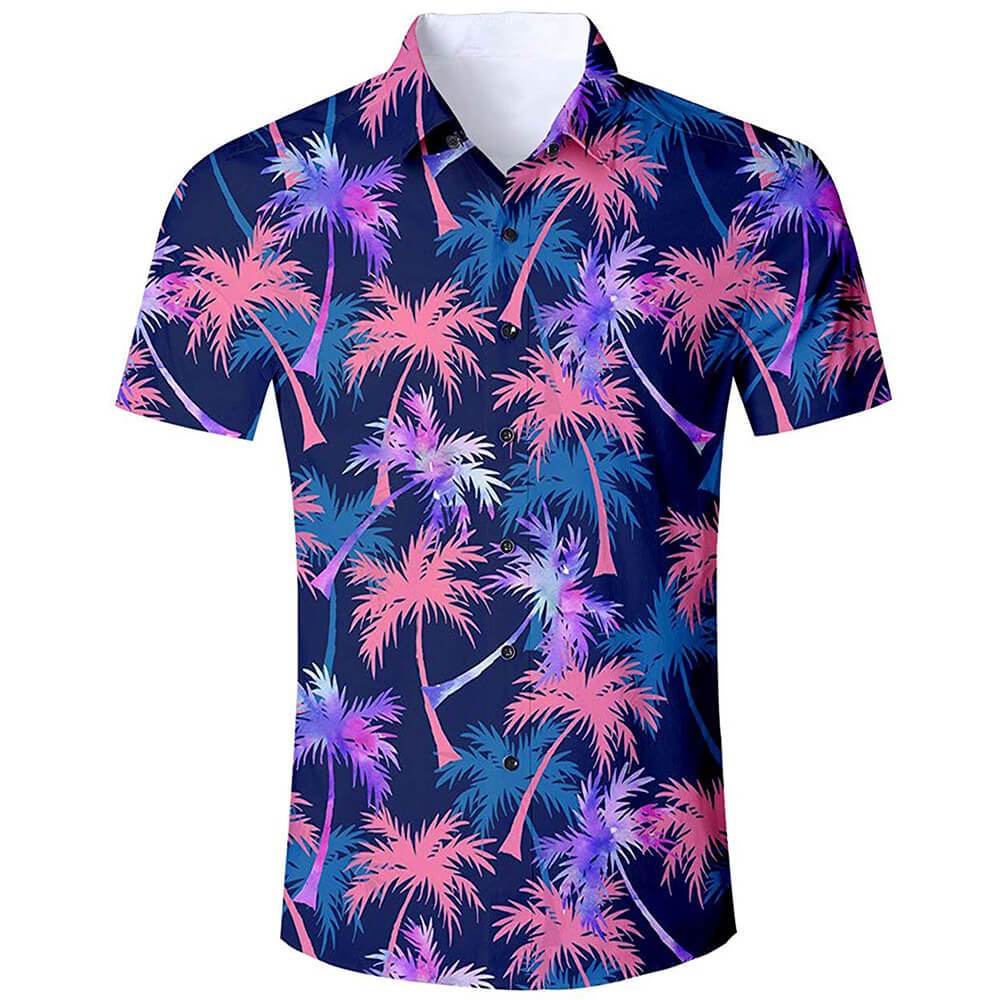 Pink Blue Palm Tree Funny Hawaiian Shirt – D&F Clothing