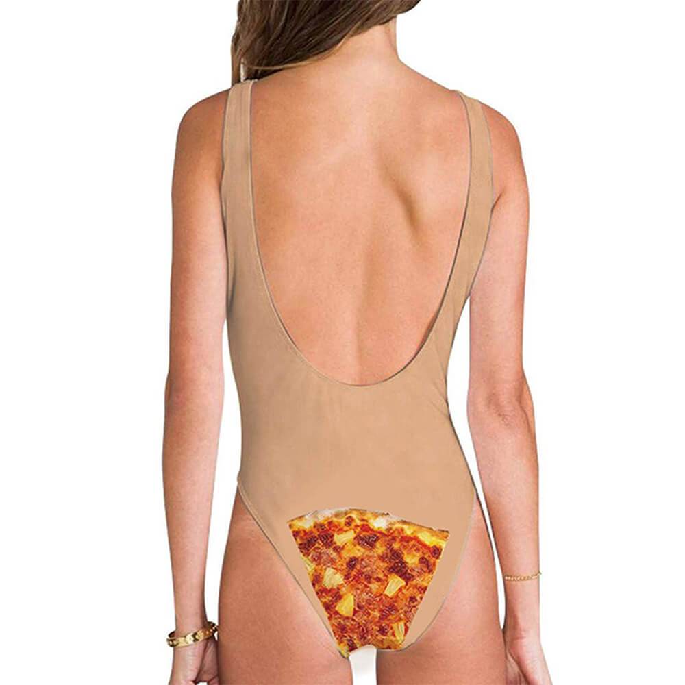 Three Piece Pizza Funny One Piece Bathing Suit D F Clothing