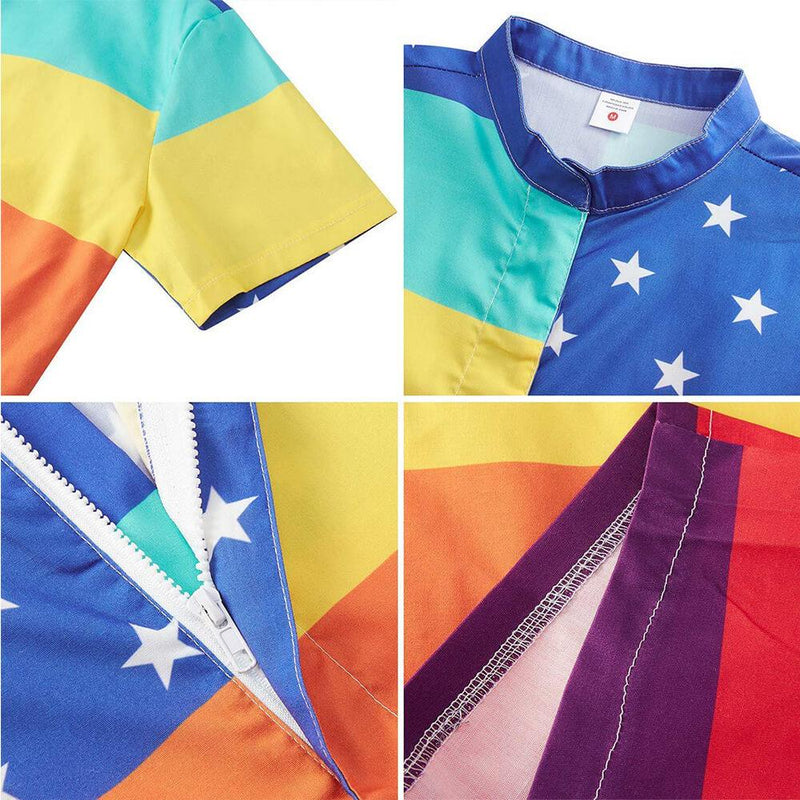  Men's Gay Pride Rainbow Plaid Shirt Hawaiian Sets