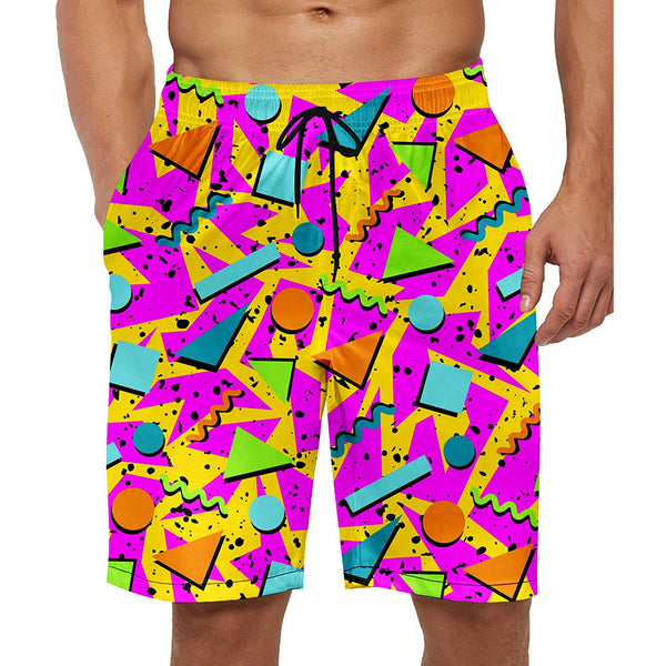 80s Pink Funny Swim Trunks