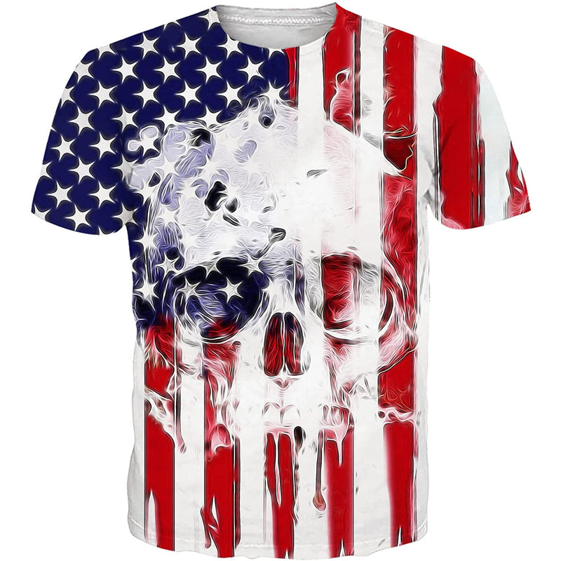 Lustiges T-Shirt mit amerikanischer Flagge und Totenkopf