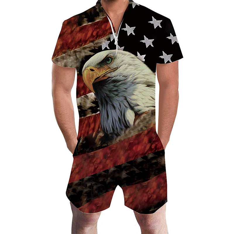 American Flag Eagle Retro Men Romper – D&F Clothing