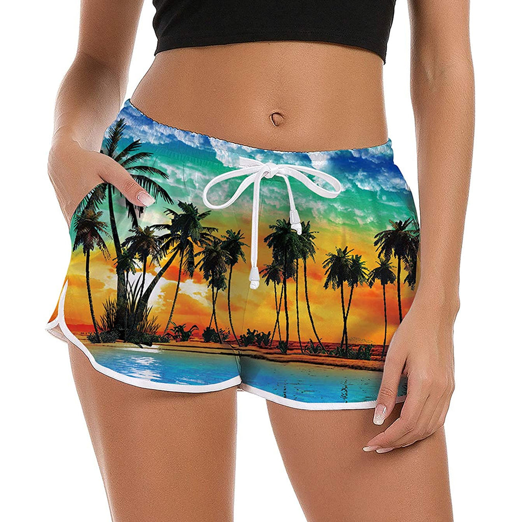 Palm Tree Sunset Yoga Shorts