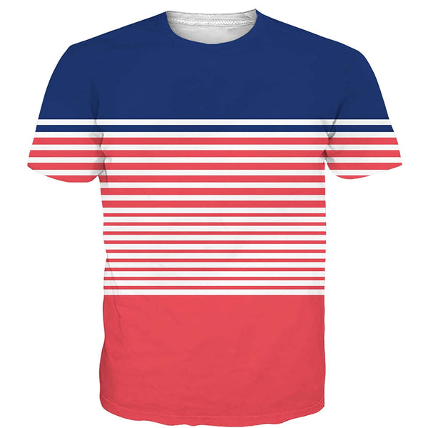 Blauw Wit Rood Gestreept T-shirt