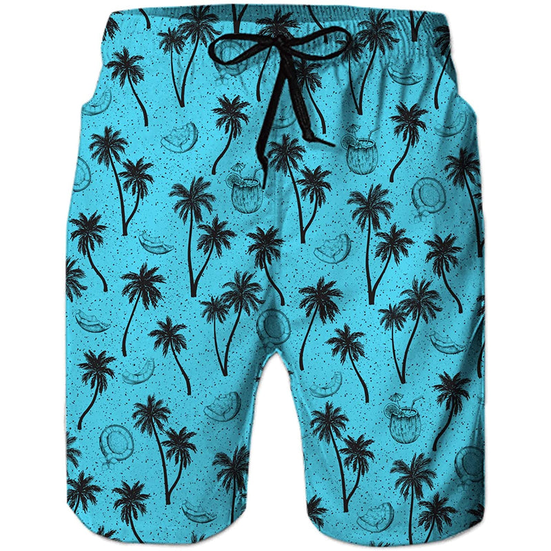 Blue Coconut Tree Funny Swim Trunks – D&F Clothing