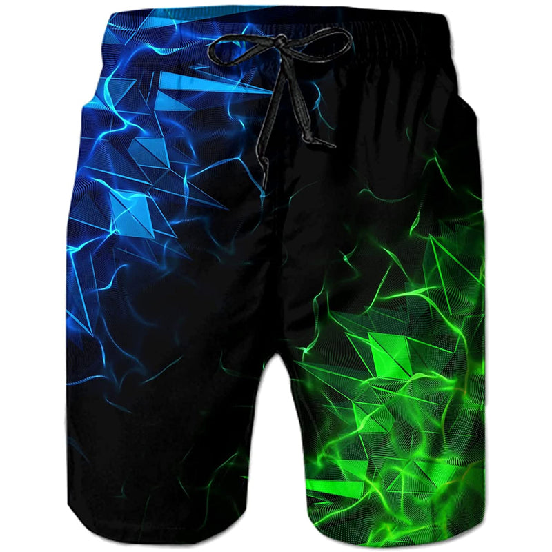 Geometric Blue Green Funny Swim Trunks