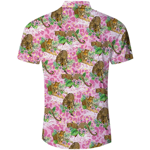 Luipaard roze grappig Hawaiiaans shirt