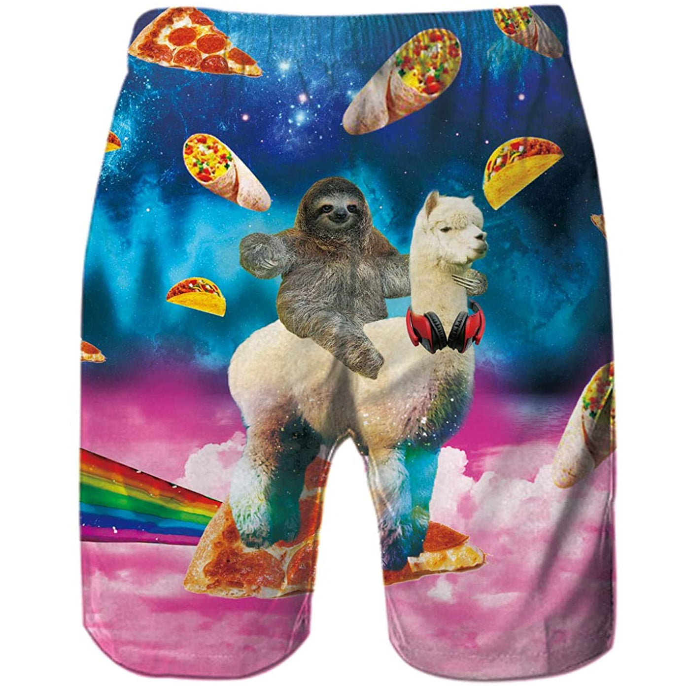 Sloth Riding Llama Funny Swim Trunks D F Clothing