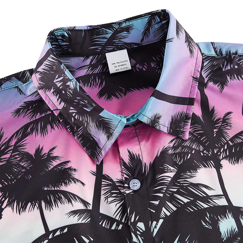 Roze Blauwe Palmboom Grappig Hawaiiaans Shirt