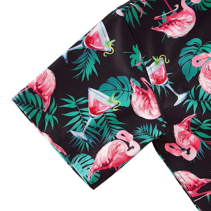 Hawaiian Shirt - Flamingo Haven - Pink, Blue, or Black (Size: 2X, Color: Pink) - Tropaholic