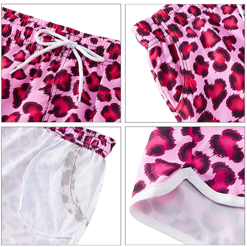 Lustige Boardshorts für Damen mit rosa Leopardenmuster