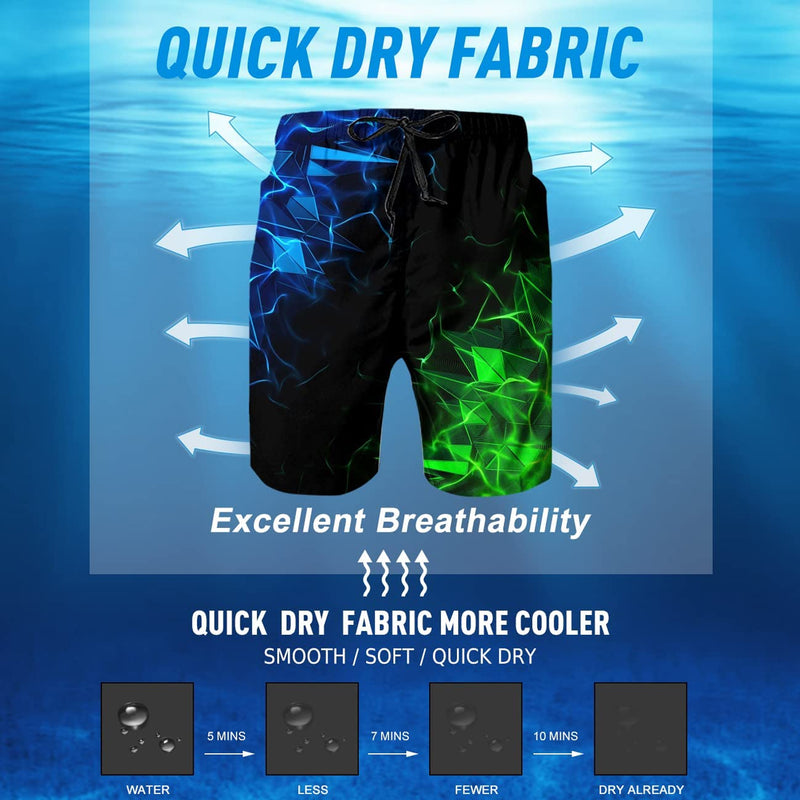 Geometric Blue Green Funny Swim Trunks