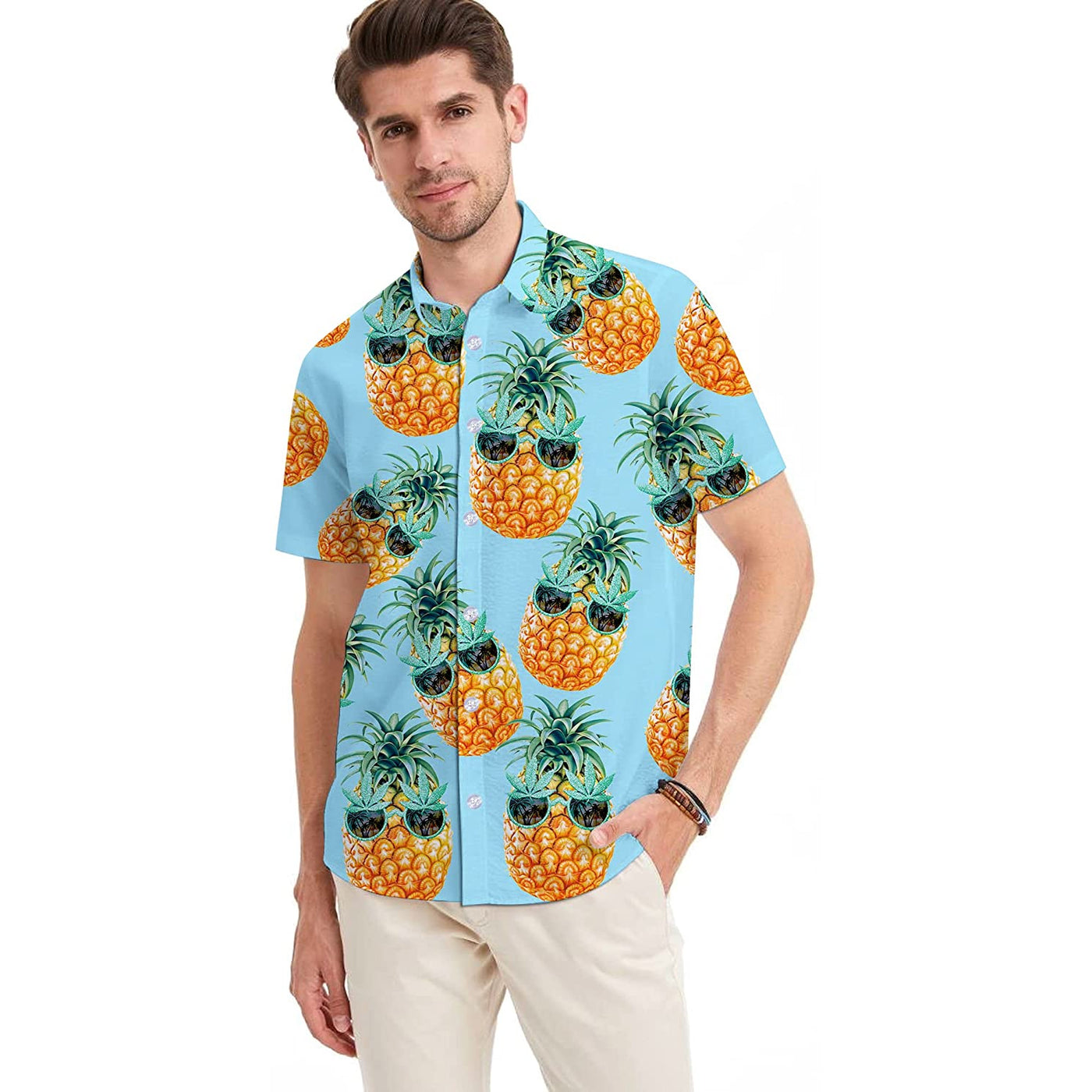 D F Pineapple Sunglasses Weed Funny Hawaiian Shirt L